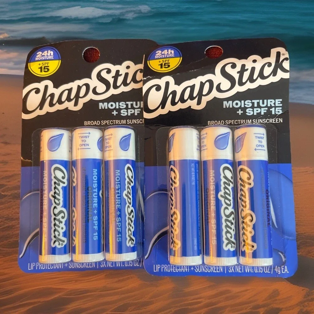 Lot Of 2 Three Packs Chapstick Tubes 24h Moisture + SPF 15 Lip‎ Protectant
